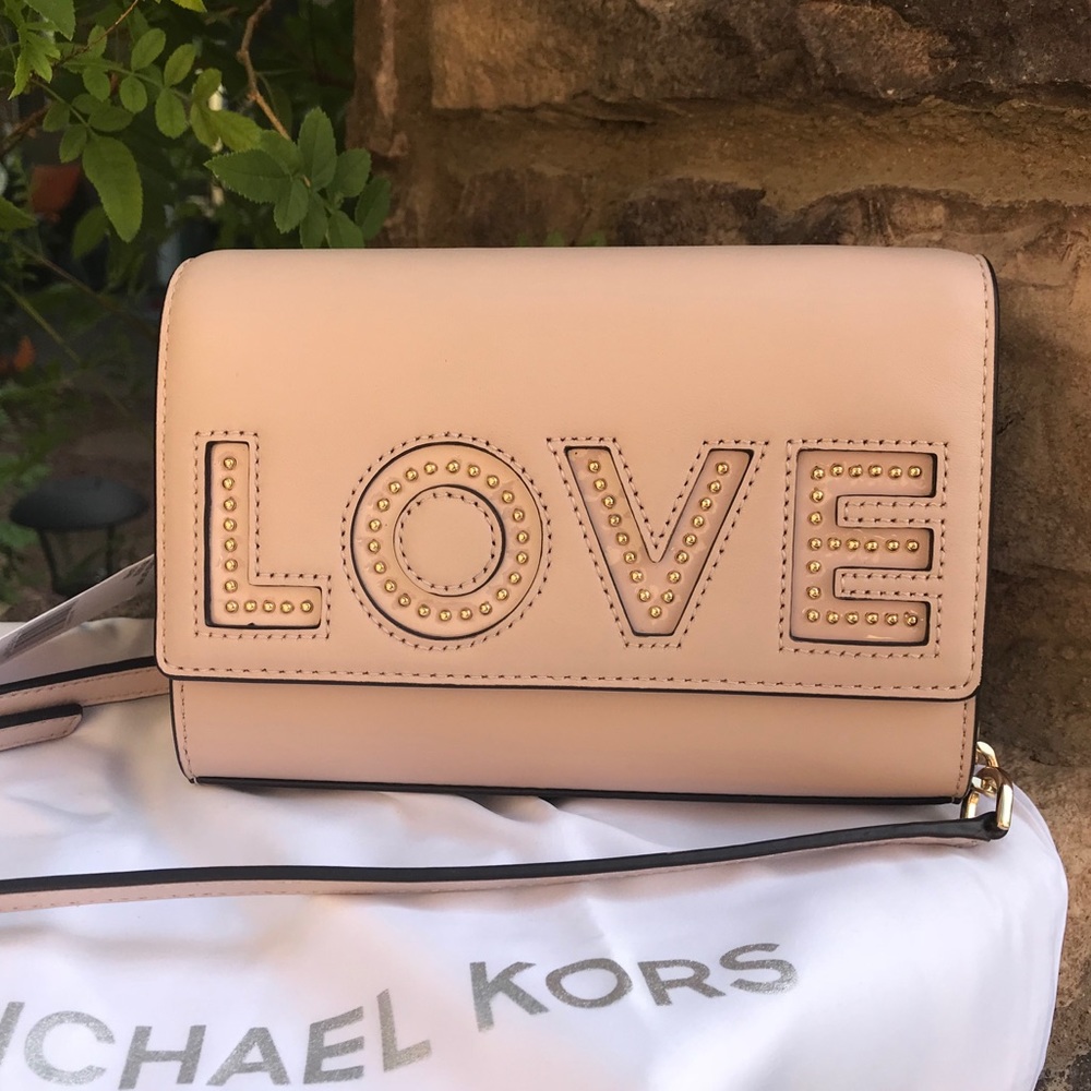Michael Kors pale pink leather Love Crossbody